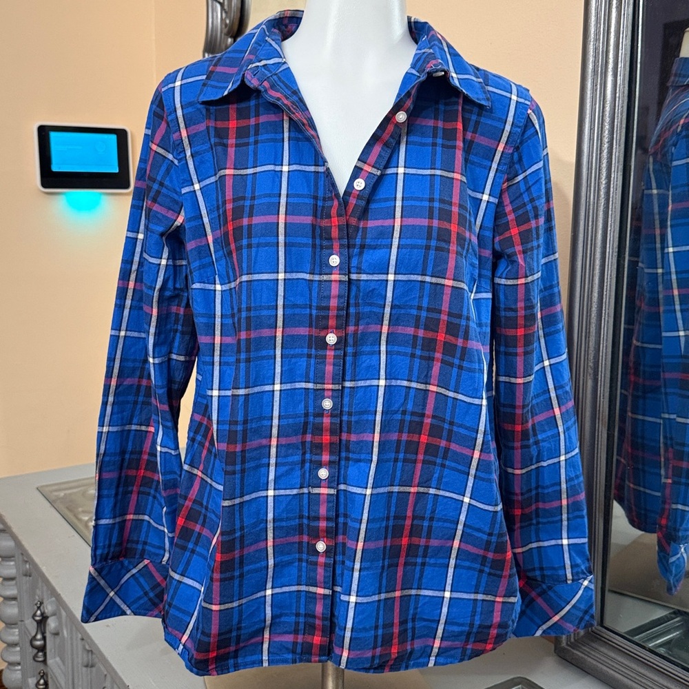 Talbots Small Blue and Red Plaid Women’s Shirt